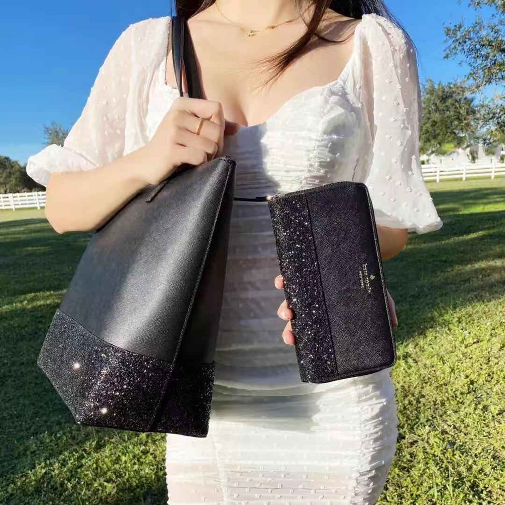 BUNDLE💕Kate Spade Tote & Wallet SET Glitter - Picture 3 of 12